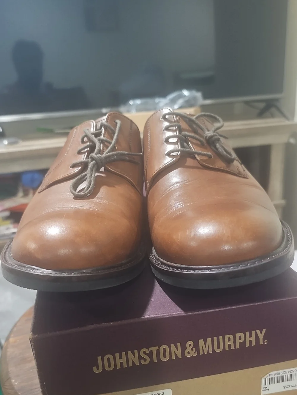 Johnston & Murphy Tan Leather Oxford Lace-Up Shoes